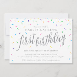 Sprinkles First Birthday Invitation, Cute & Modern Kaart