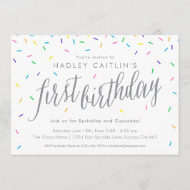 Sprinkles First Birthday Invitation, Cute & Modern Kaart