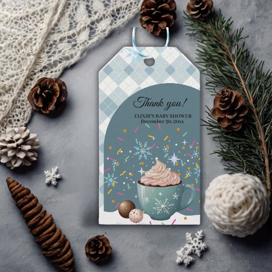 Sprinkles Hot Cocoa Winter Snowflakes Baby shower Cadeaulabel
