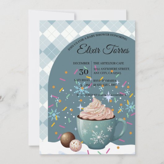 Sprinkles Hot Cocoa Winter Snowflakes Baby shower Kaart (Voorkant)