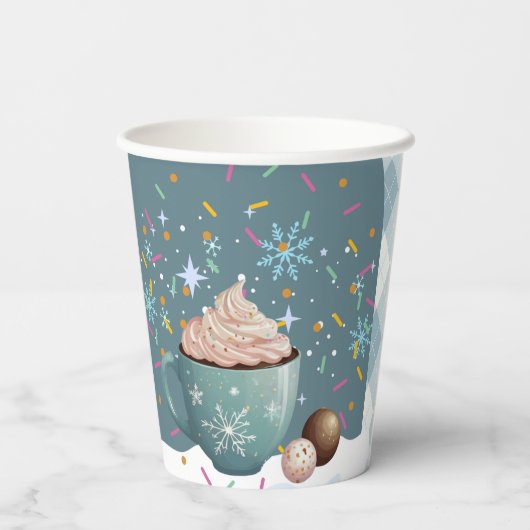 Sprinkles Hot Cocoa Winter Snowflakes Baby shower Papieren Bekers (Achterkant)