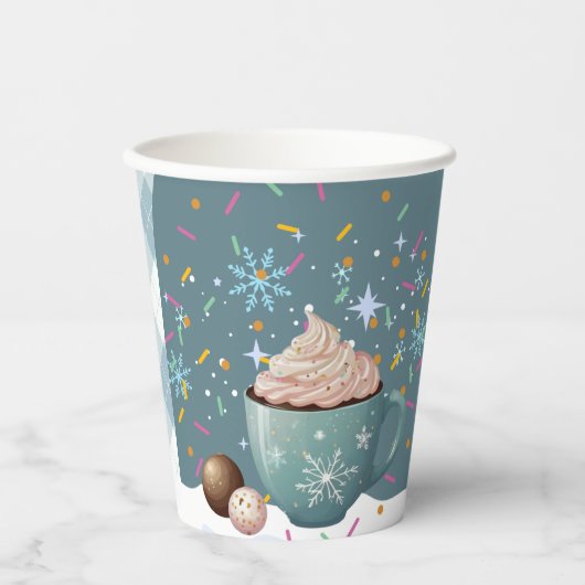 Sprinkles Hot Cocoa Winter Snowflakes Baby shower Papieren Bekers (Voorkant)