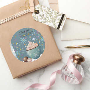 Sprinkles Hot Cocoa Winter Snowflakes Baby shower Ronde Sticker