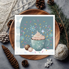 Sprinkles Hot Cocoa Winter Snowflakes Baby shower Servet