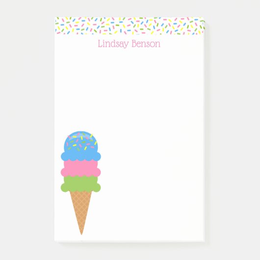 Sprinkles Ice Cream Cone Custom Post-it Notitieblo Post-it® Notes (Voorkant)
