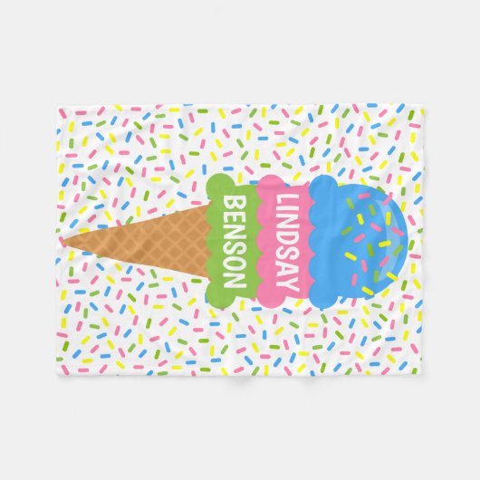 Sprinkles Ice Cream Cone Gepersonaliseerde Deken (Voorkant (Horizontaal))