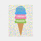 Sprinkles Ice Cream Cone Gepersonaliseerde Deken (Voorkant)