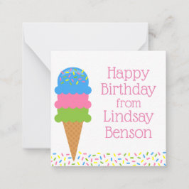 Sprinkles Ice Cream Cone Gepersonaliseerde Gift Ka Notitiekaartje
