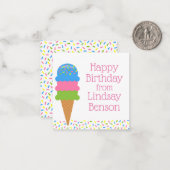 Sprinkles Ice Cream Cone Gepersonaliseerde Gift Ka Notitiekaartje (Voorkant / Achterkant in situ)