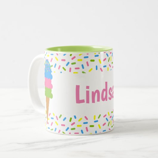 Sprinkles Ice Cream Cone Gepersonaliseerde Mok (Voorkant links)