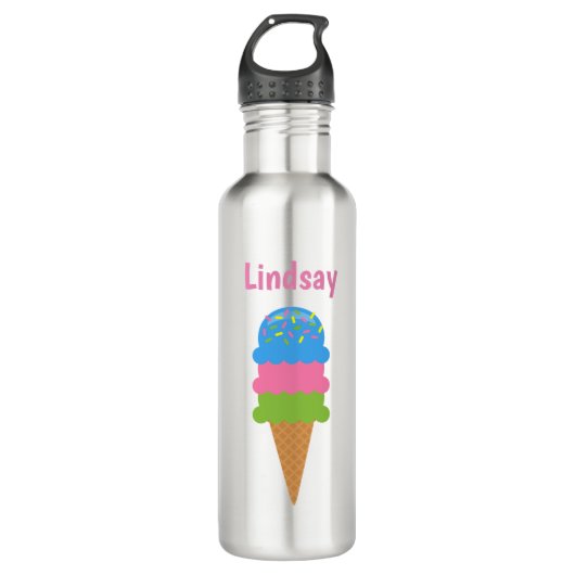 Sprinkles Ice Cream Cone Personated Water Bottle Waterfles (Voorkant)