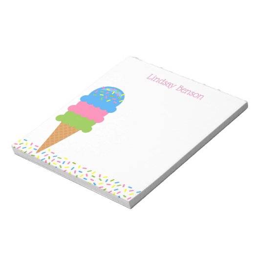 Sprinkles Ice Cream Cone Persoonlijk Notitieblok (Linkerzijde)