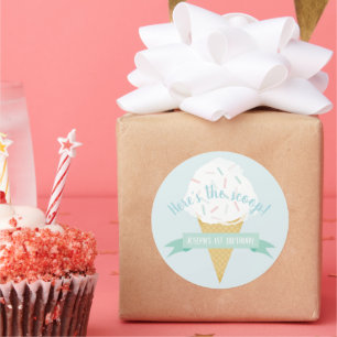 Sprinkles Ice Cream Hier is de Scoop Birthday Ronde Sticker