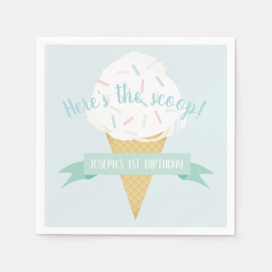 Sprinkles Ice Cream Hier is de Scoop Birthday Servet (Voorkant)