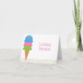 Sprinkles Ice Cream Kegel Gevouwen Note Kaarten Notitiekaartje (Voorkant)
