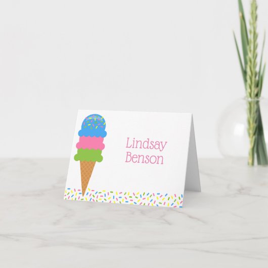 Sprinkles Ice Cream Kegel Gevouwen Note Kaarten Notitiekaartje (Voorkant)
