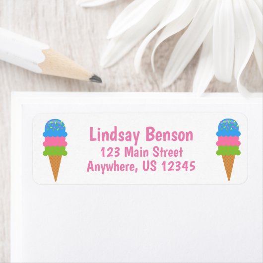 Sprinkles Ice Cream Kone Return Address Labels (Insitu)