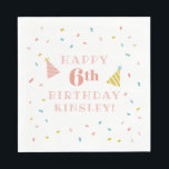Sprinkles Kids Birthday Party Servet<br><div class="desc">Een feestfeest voor kinderen met een servet met regenboogsprinken,  grote leeftijd en met de hand getekende petten.</div>
