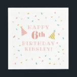 Sprinkles Kids Birthday Party Servet<br><div class="desc">Een feestfeest voor kinderen met een servet met regenboogsprinken,  grote leeftijd en met de hand getekende petten.</div>