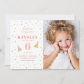 Sprinkles Kinder Foto Birthday Party Invitation (Voorkant)