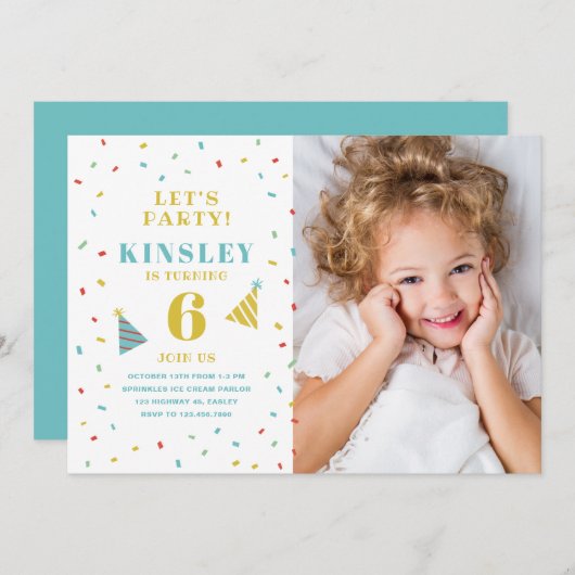 Sprinkles kinder uitnodiging voor verjaardagsfeest (Voorkant / Achterkant)