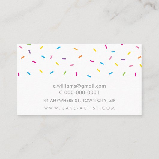 SPRINKLES modern schattig gepatenteerd kleurrijk f Visitekaartje (Achterkant)