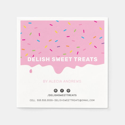 SPRINKLES moderne schattige vorstdruppelaar roze Servet (Voorkant)