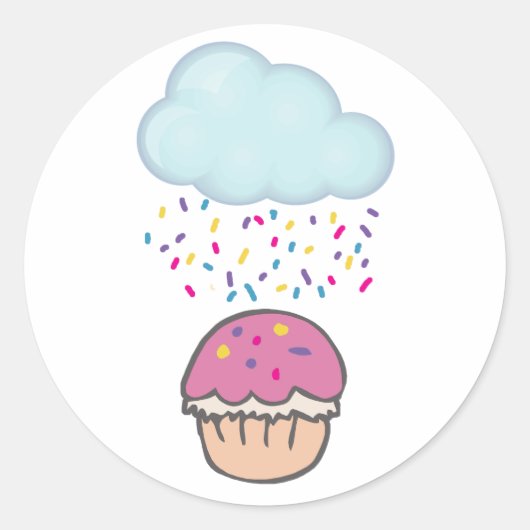 Sprinkles op Cupcake regenen Ronde Sticker (Voorkant)