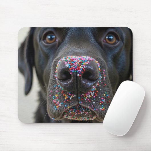 Sprinkles op een zwarte Labrador Retriever neus Muismat (Met muis)