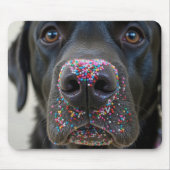Sprinkles op een zwarte Labrador Retriever neus Muismat (Voorkant)