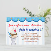 Sprinkles op top-Ice Cream Party-uitnodiging (blau Kaart (Staand voorkant)