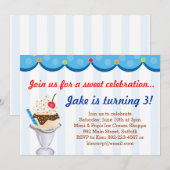 Sprinkles op top-Ice Cream Party-uitnodiging (blau Kaart (Voorkant / Achterkant)