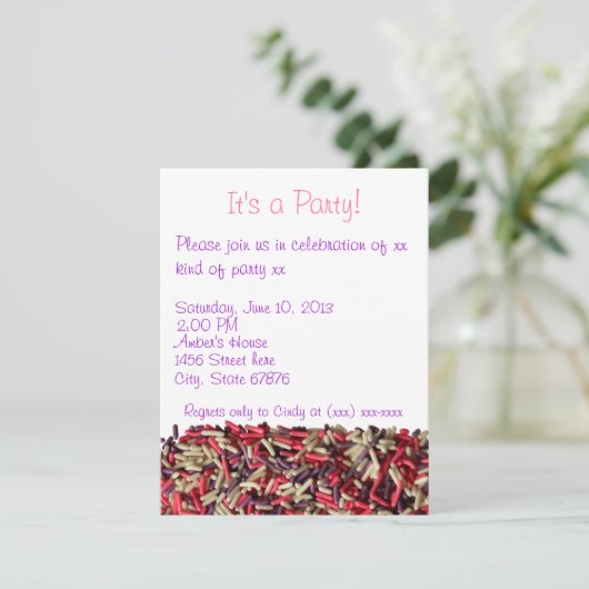 Sprinkles party-uitnodiging kaart (Staand voorkant)