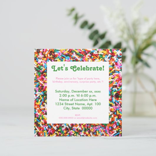 Sprinkles Party-uitnodigingen Kaart (Staand voorkant)