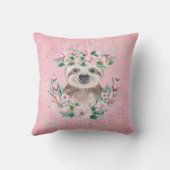 Sprinkles SLOTH Boho Girls Pink Flowers Gifts Cute Kussen (Achterkant)