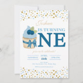 Sprinkles Sweet Blueberry Cupcake 1st Birthday Kaart (Voorkant)