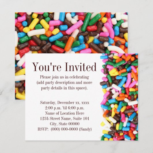 Sprinkles Uitnodiging (Voorkant / Achterkant)