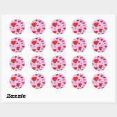 Sprinkles van harten op roze achtergrond ronde sticker (Vel)
