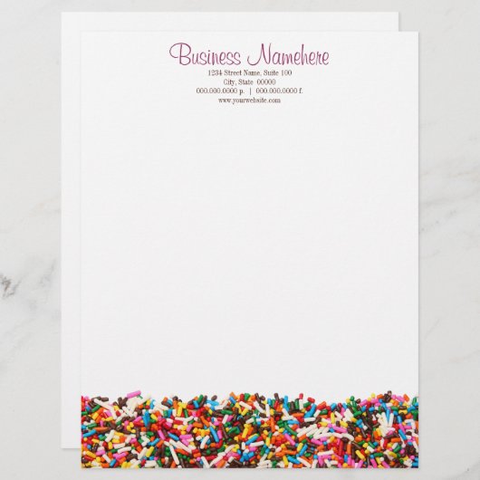 Sprinkles-vol briefhoofd (Voorkant / Achterkant)