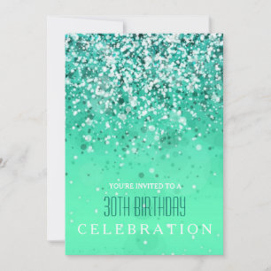 Sprinkling Joy Modern Aqua Green Glitter Party Kaart