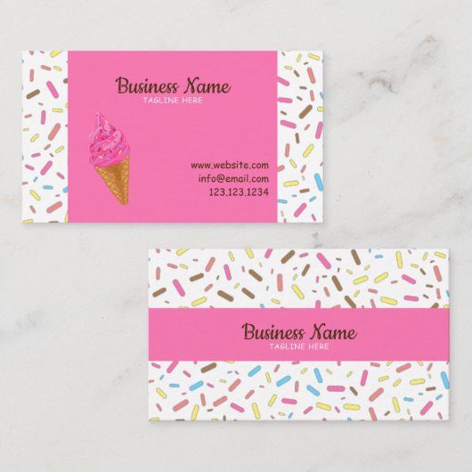 Sprinsessen - ijswinkel - zoete roze - visitekaartje (Voorkant / Achterkant)
