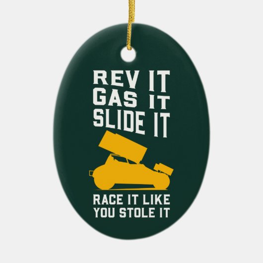 Sprint Car Racing Holiday Kerstmis Keramisch Ornament (Voorkant)