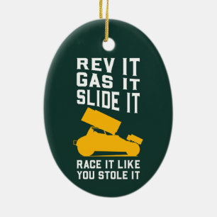 Sprint Car Racing Holiday Kerstmis Keramisch Ornament