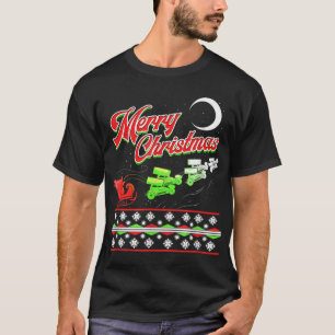Sprint Car Racing KerstkerstSanta Sleigh Motorspor T-shirt