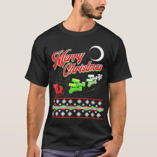 Sprint Car Racing KerstkerstSanta Sleigh Motorspor T-shirt