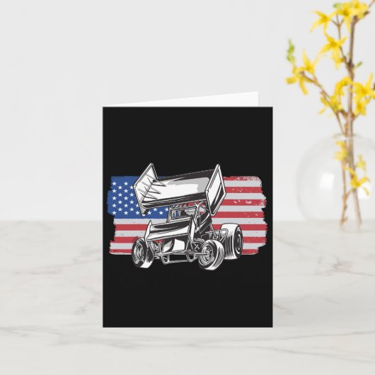 Sprint Car Racing Usa Flag Kaart (Gele Bloem)