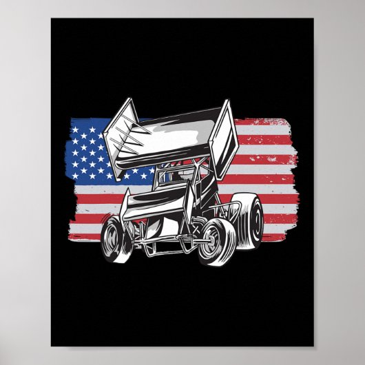Sprint Car Racing Usa Vlag Poster (Voorkant)