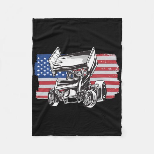 Sprint Car Racing Vlag van de VS Fleece Deken (Voorkant)