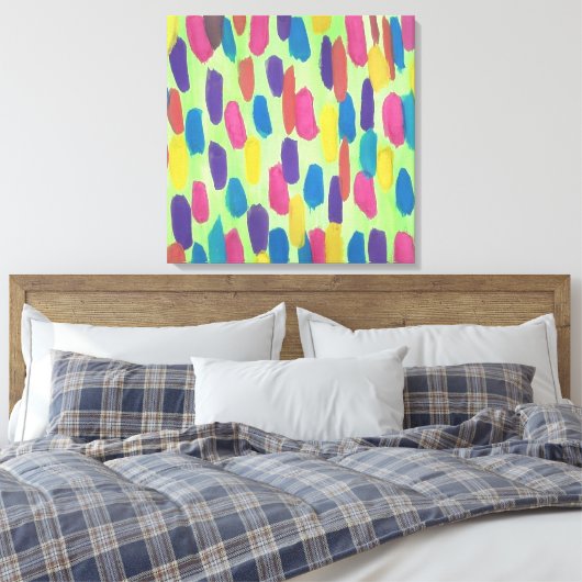 Sprint Groene Brushstrokes Abstracte Canvas Print (Insitu (Slaapkamer))