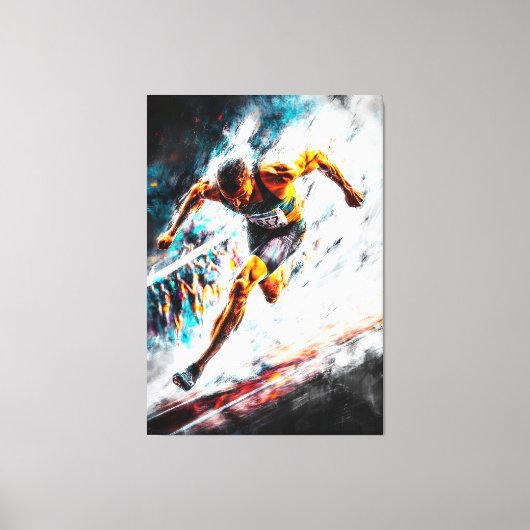 Sprint Kampioen - Dynamische Sport Art Track & Fie Canvas Afdruk (Voorkant)
